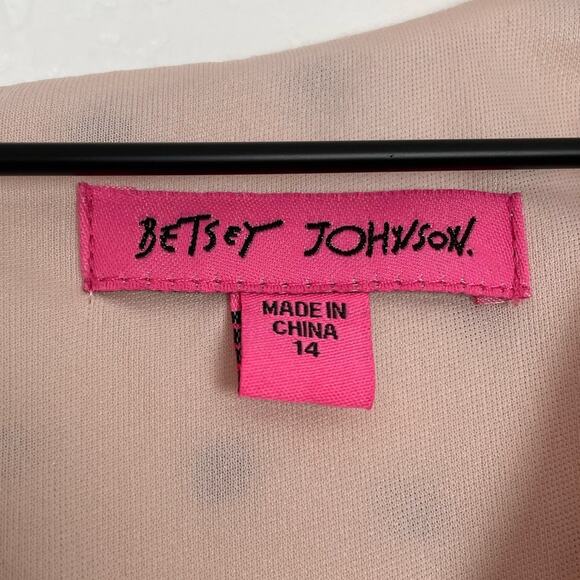 Betsey Johnson Blush Pink Polka Dot Faux Wrap Mini Dress NWT Size 14 - Picture 4 of 5